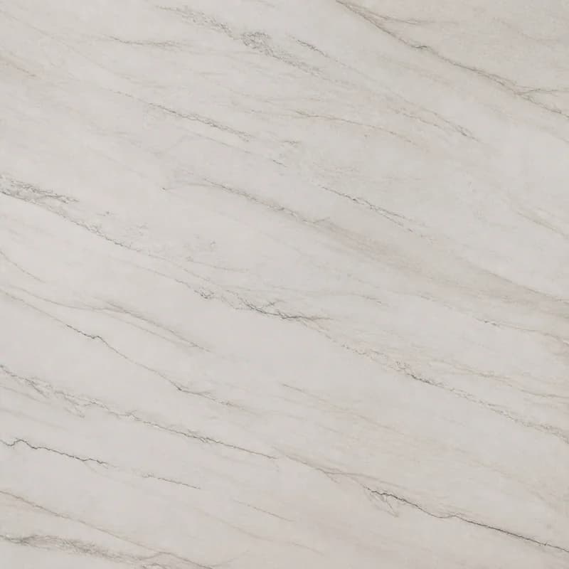 AI material visualization of Mont Blanc Quartzite with a pale gray-white field and long layered gray movement.. AI design visualization.